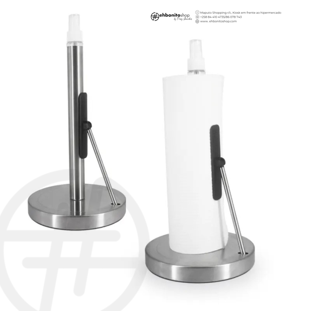 Porta-Rolo de Papel com Pulverizador Integrado - Kit de Limpeza Prático e Eficiente - EhbonitoshopMoz