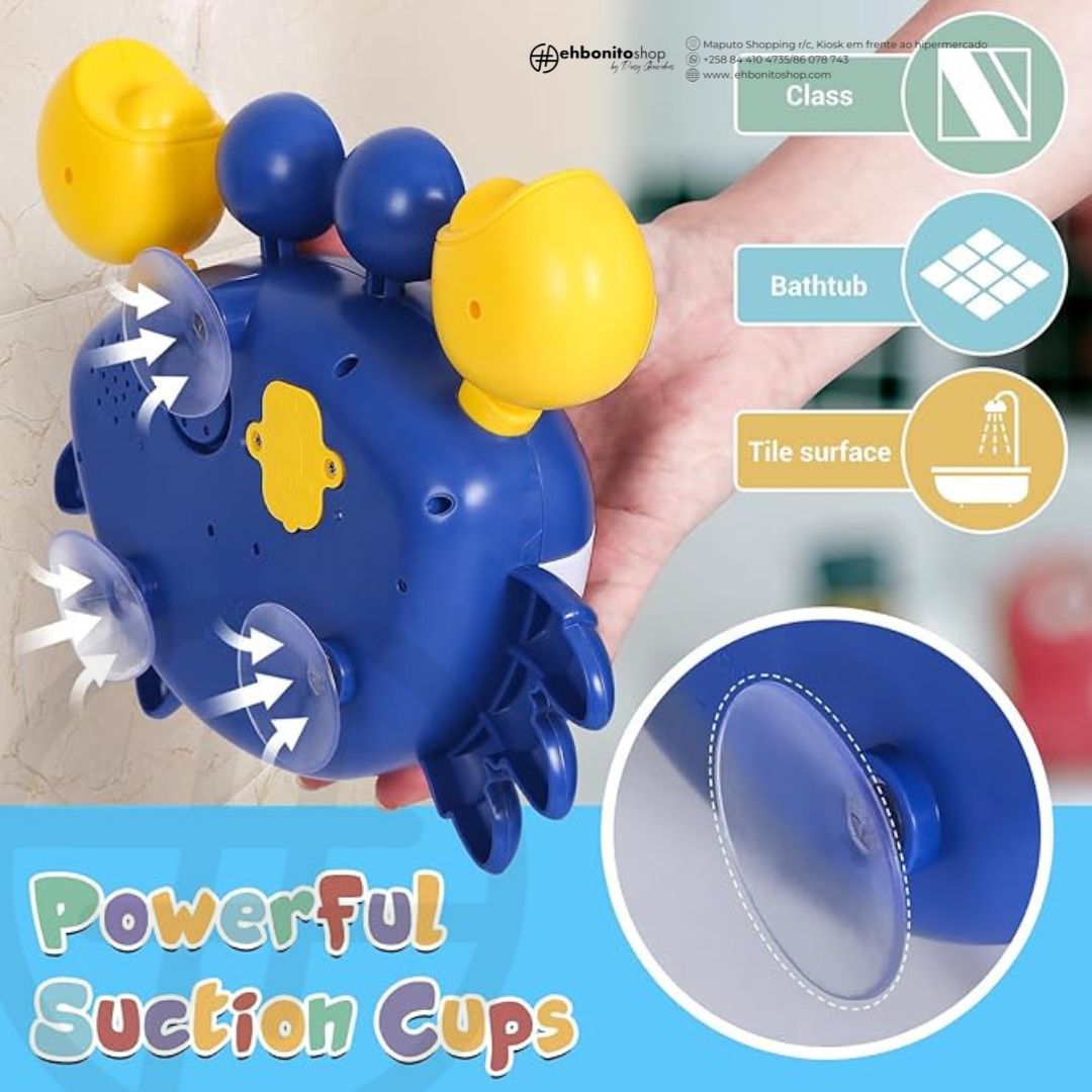Brinquedo de Banho Caranguejo – Bolhas, Música e Diversão para Bebés e Crianças - EhbonitoshopMoz