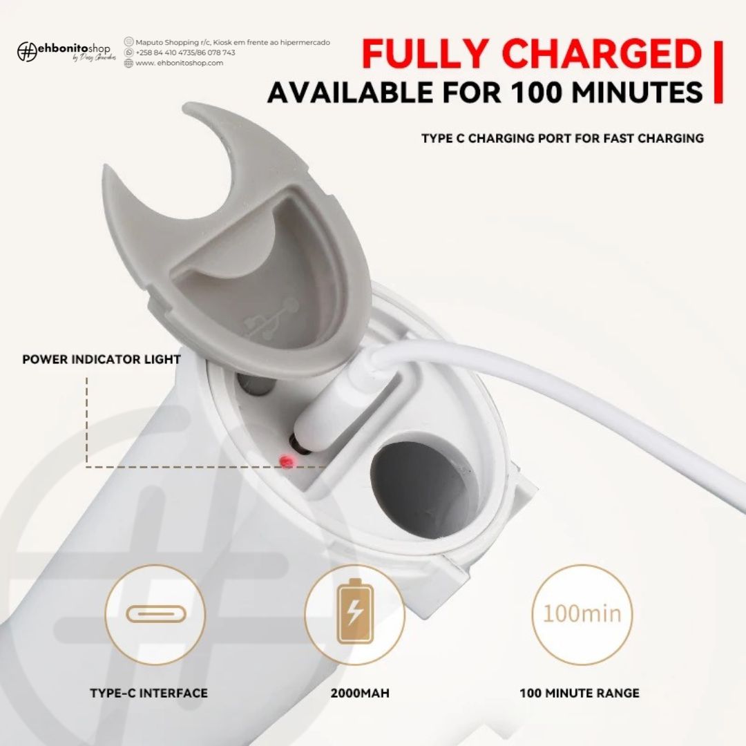 Esfregão Elétrico com Cabo Extensível e 6 Escovas Intercambiáveis – Limpeza Sem Fios para Toda a Casa - EhbonitoshopMoz