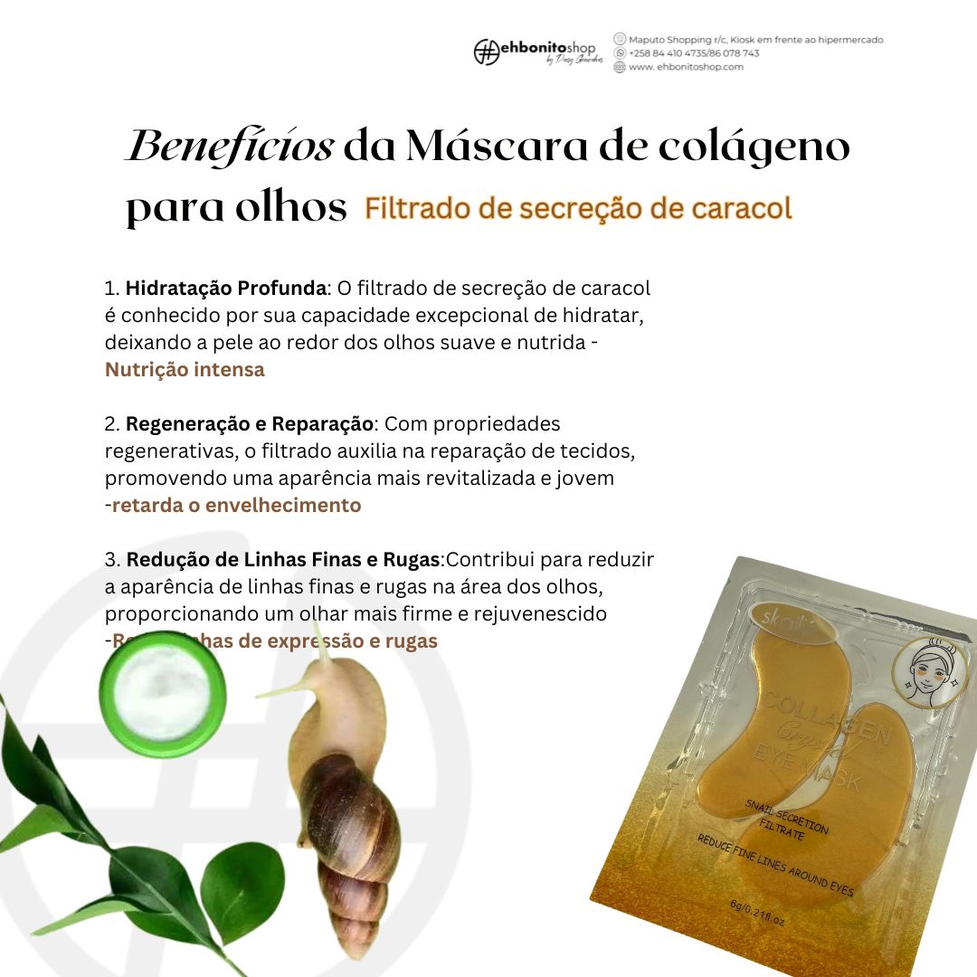 Máscara de Olhos Filtrado de secreção de Caracol - Reduz Linhas finas a volta dos olhos - SKAILIE - EhbonitoshopMoz