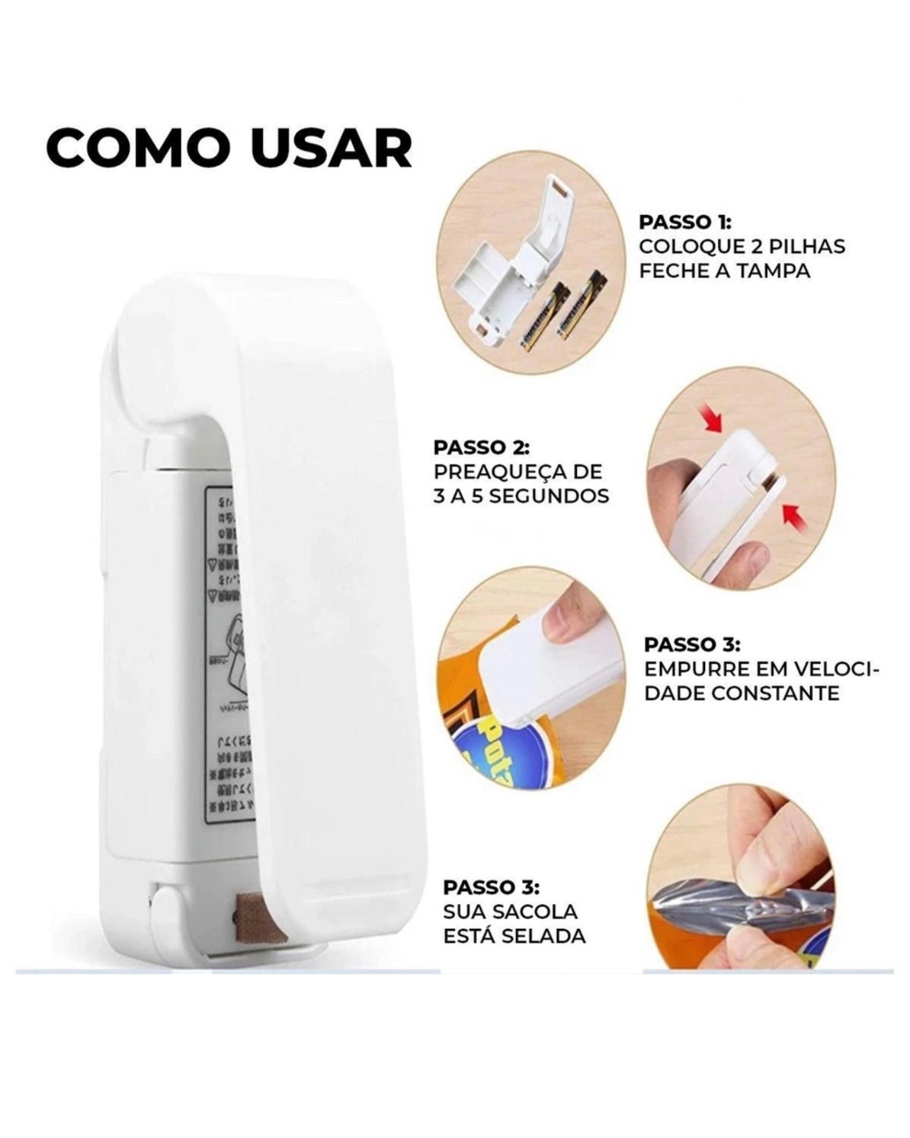 ALEX - Mini Selador de embalagem portátil