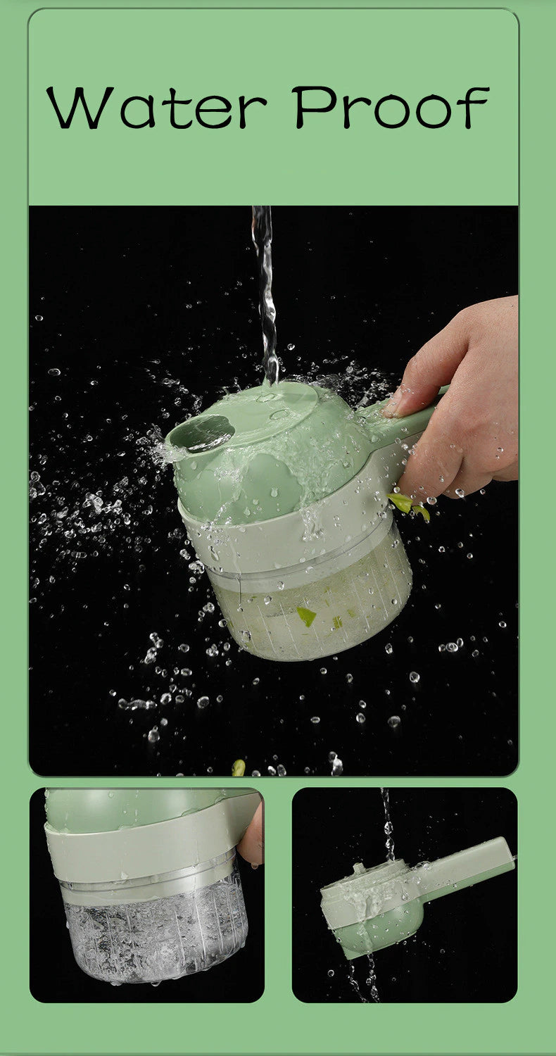 Chopper - Cortador de Vegetais Elétrico Sem fio 4 em 1 - VERDE - EhbonitoshopMoz