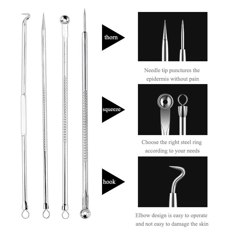 Conjunto de agulhas para remover cravos e espinhas / Extrator de cravos - EhbonitoshopMoz