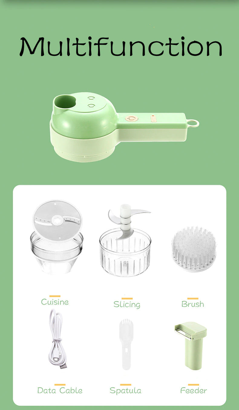 Chopper - Cortador de Vegetais Elétrico Sem fio 4 em 1 - VERDE - EhbonitoshopMoz