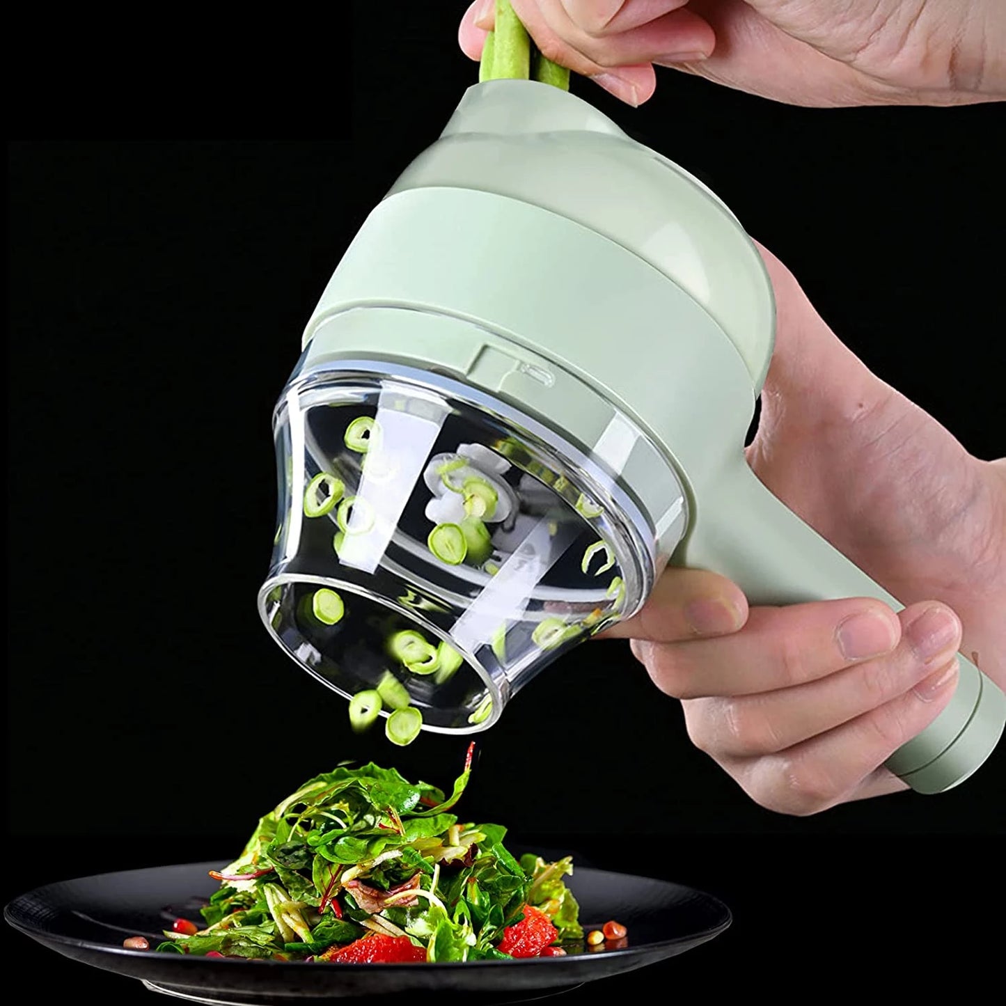 Chopper - Cortador de Vegetais Elétrico Sem fio 4 em 1 - VERDE - EhbonitoshopMoz