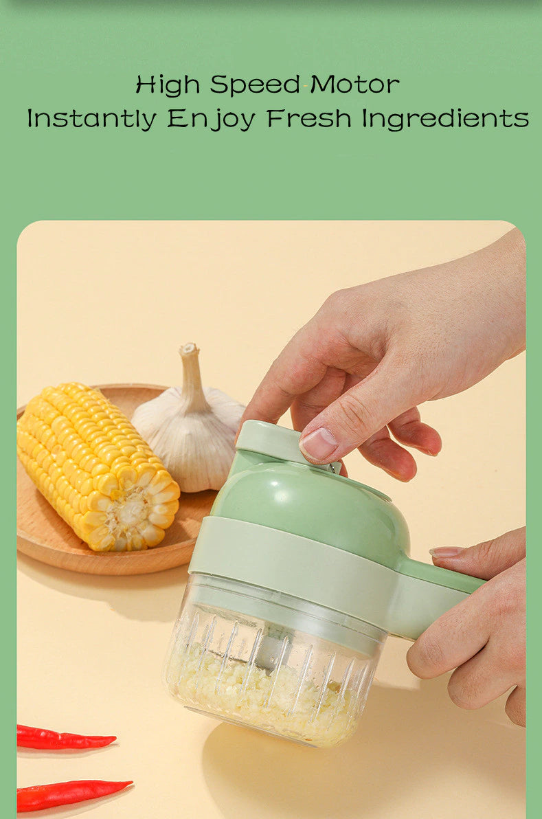 Chopper - Cortador de Vegetais Elétrico Sem fio 4 em 1 - VERDE