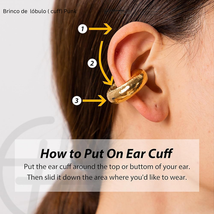 PUNK - BRINCO para Lóbulo ( Cuff) banhado a ouro de 18k - EhbonitoshopMoz