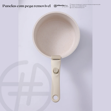 Conjunto de Panelas Antiaderentes com Cabo Removível, Compatível com Indução e Forno - EhbonitoshopMoz