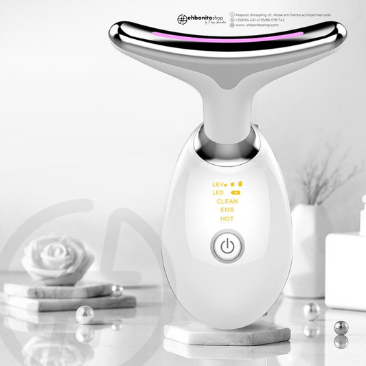 Massageador Facial EMS Rejuvenescedor para Rosto e Pescoço com Fototerapia