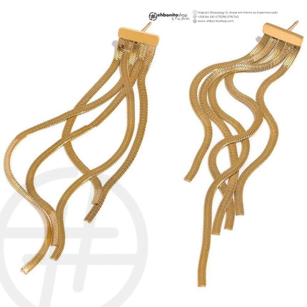 Aurea - brincos longos banhado a ouro de 18k - EhbonitoshopMoz