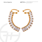 DEYANIRA - BRINCO com Zirconias, encaixe no lóbulo banhado a ouro de 18k - EhbonitoshopMoz