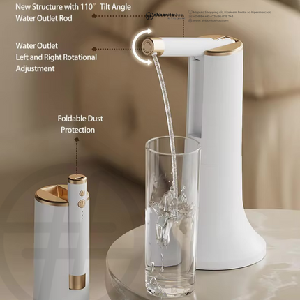 Dispensador de Água, Bomba de Água eletrica, Portátil e Dobrável com Carregamento USB, Ideal para Camping, Cozinha, Escritório e Piqueniques - EhbonitoshopMoz