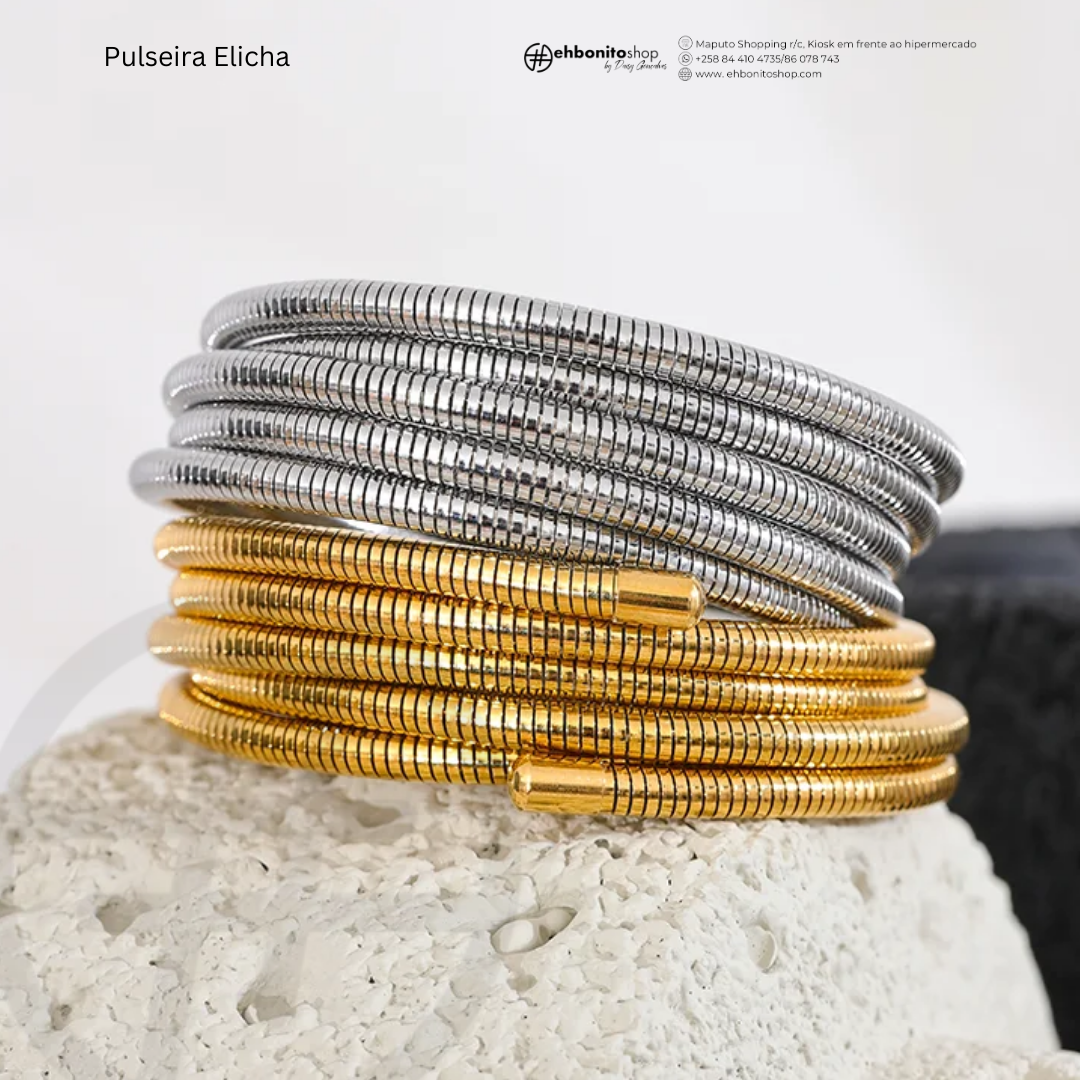 ELICHA - PULSEIRA em espiral com banho de Ouro 18k