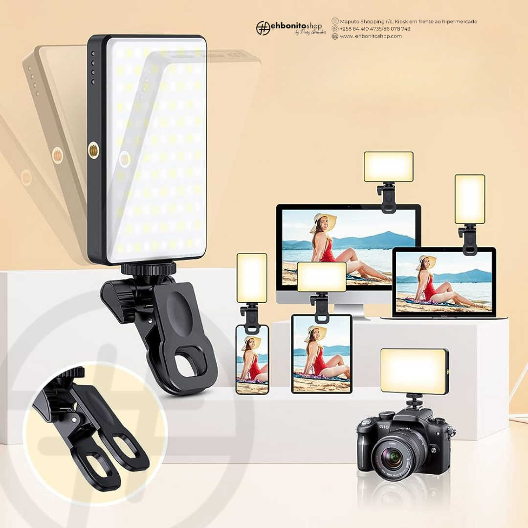 Lâmpada portátil para selfies  com clip