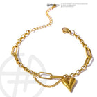 Rudith - Pulseira com correntes entrelaçadas com pingente de coração banhado a ouro de 18k - EhbonitoshopMoz