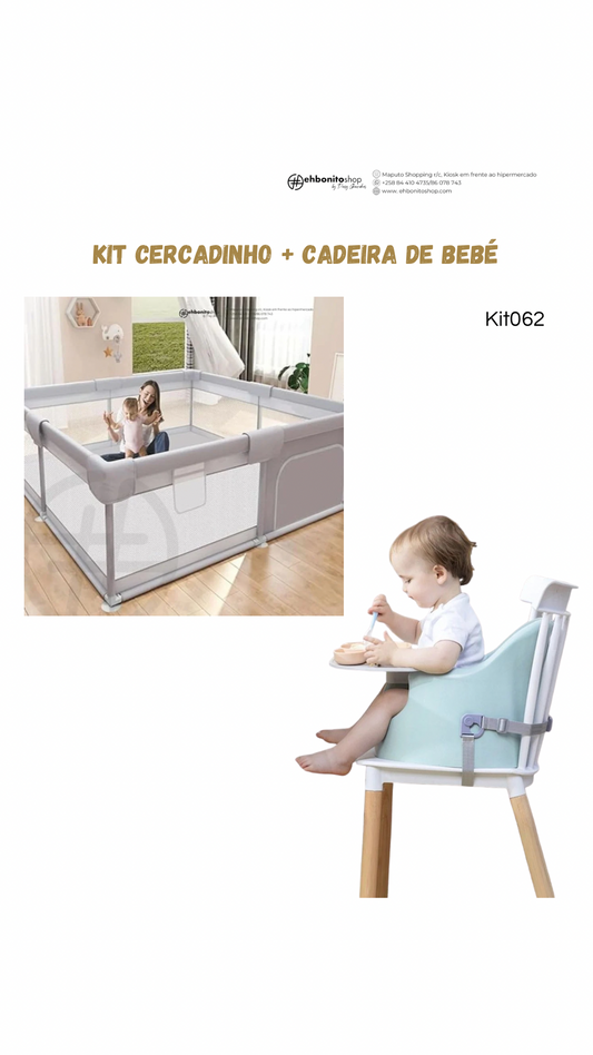 Kit Cercadinho + Cadeira de bebé