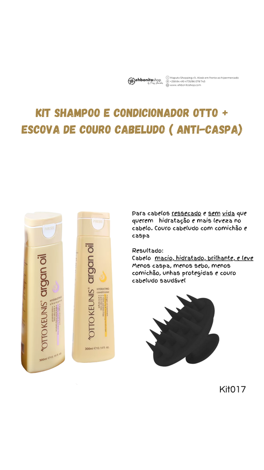 Kit Shampoo e Condicionador otto + Escova de couro cabeludo ( anti-caspa)
