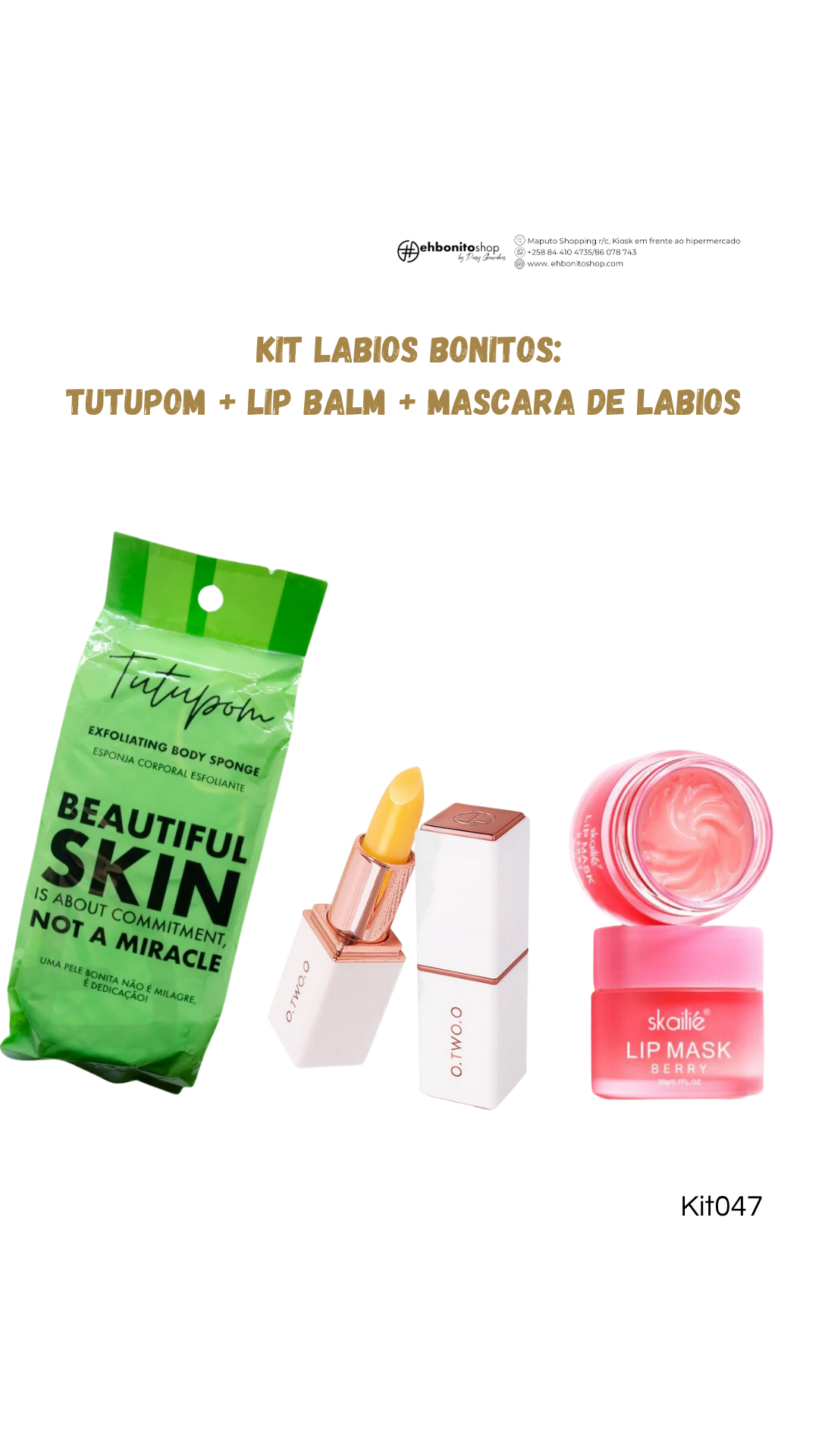 Kit Lábios Bonitos: Tutupom + Lip Balm + Máscara de lábios
