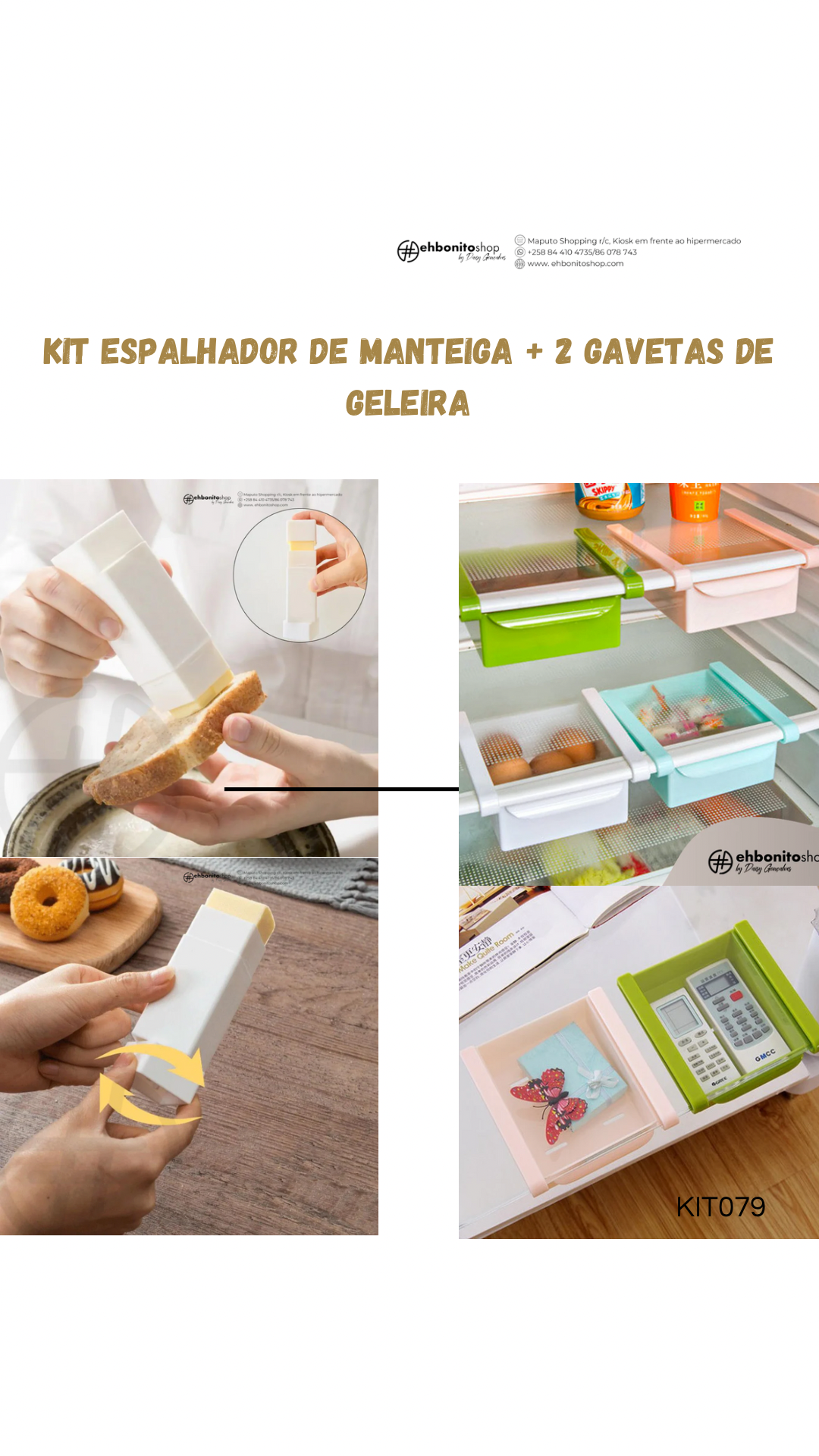 Kit Espalhador de manteiga + 2 gavetas de geleira P