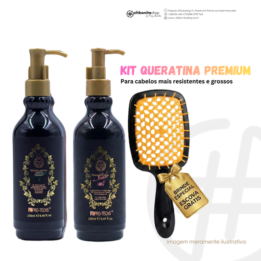 PROTECHS 2 - QUERATINA PROTEÍNA PREMIUM + SHAMPOO + Escova ( BRINDE)