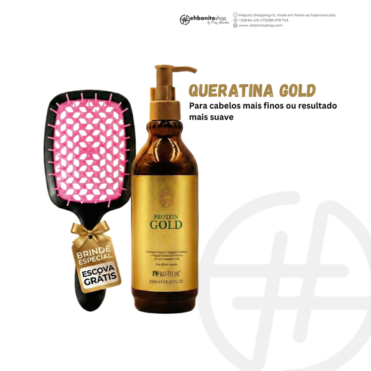 PROTECHS 2 - QUERATINA PROTEÍNA GOLD TRATAMENTO RELAXAMENTO + Escova