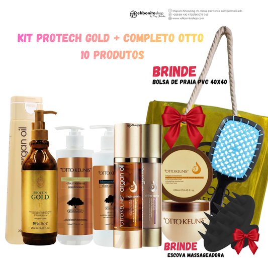 Kit Protech Queratina Gold + Completo OttoKeunis Cachos fortes e saudáveis