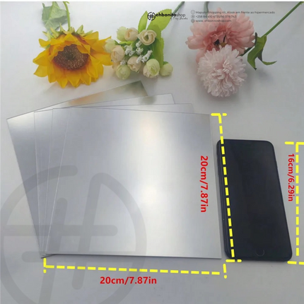 Conjunto de 4 Espelhos Acrílicos Auto-adesivos, Placas de Espelho adesivo , 20x20cm Sem Moldura - EhbonitoshopMoz