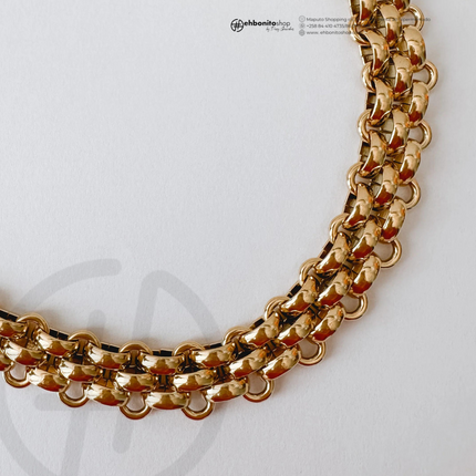 BIANCA - COLAR TRÍADE ELO PORTUGUES banho Ouro 18k - EhbonitoshopMoz