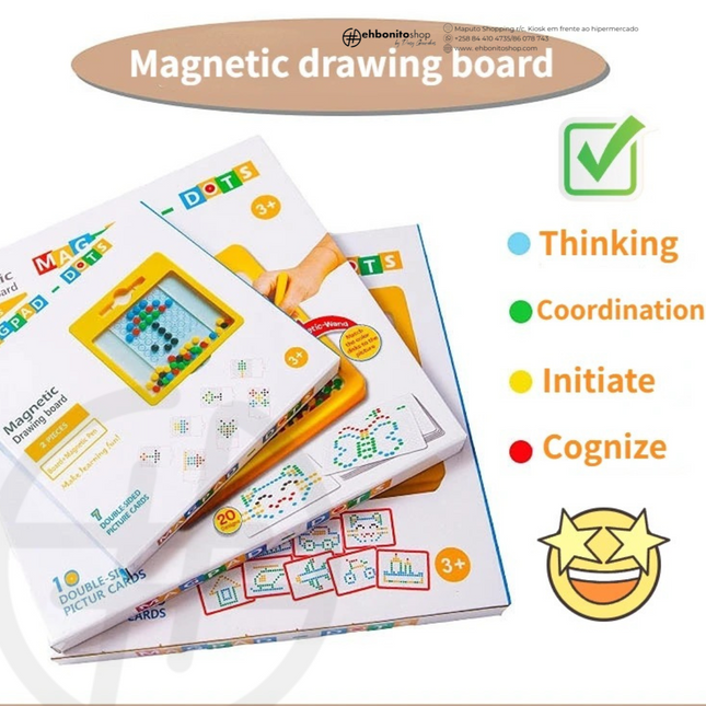 Quadro de Desenho Magnético – Educativo, Seguro e Perfeito para Viagens - EhbonitoshopMoz