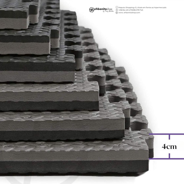Tapete de Espuma Extra Grosso de 4 cm para Academia em Casa, com Peças Encaixáveis e Reversíveis (1m x 1m) | 4 Peças por Pack, Cobertura de 2 m² | Piso Protetor para Exercícios e Treinos - EhbonitoshopMoz