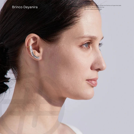 DEYANIRA - BRINCO com Zirconias, encaixe no lóbulo banhado a ouro de 18k - EhbonitoshopMoz