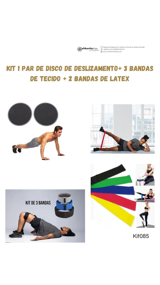 Kit Disco deslizamento + conjunto de 3 bandas de tecido + 2 bandas de latex