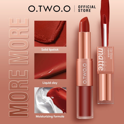 O.TWO.O Batom 2 em 1 Matte duas pontas Lip Glaze e Lipstick L10 - EhbonitoshopMoz